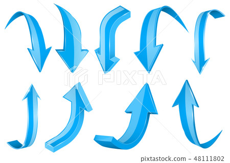 Blue 3d shiny arrows. Set of Up and Down icons 48111802