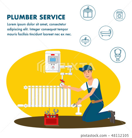 Plumber Service Flat Vector Banner Template 48112105