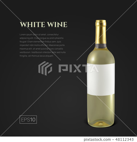 Photorealistic bottle of white wine on a black background Photorealistic bottle of white wine on a black background 48112343