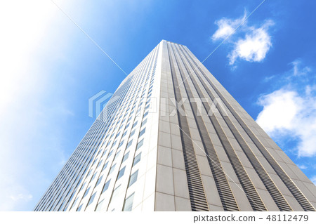 Landscape of the office town looking up at a skyscraper 48112479