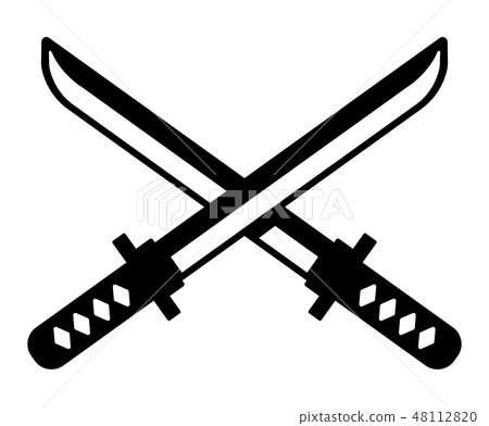Japanese sword (small scala) deformed illustration / cross (samurai · samurai) 48112820