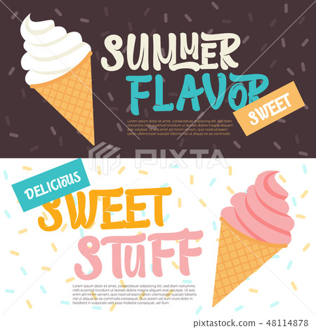Summer sweet ice-cream dessert banner template Summer sweet ice-cream dessert banner template 48114878