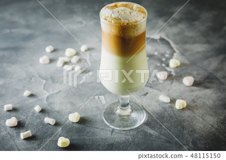 Milkshake drink with cream and marshmallow Milkshake drink with cream and marshmallow 48115150