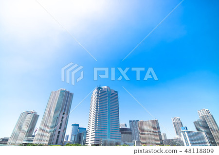 Urban landscape with tower apartment and office building Urban landscape with tower apartment and office building 48118809