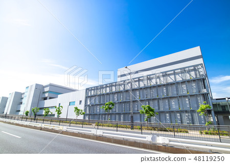 Urban landscape with office building under construction 48119250