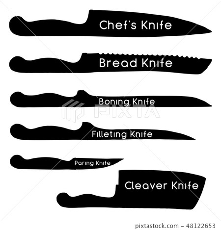 Set of different kitchen knives.Knife silhouettes. Set of different kitchen knives.Knife silhouettes. 48122653