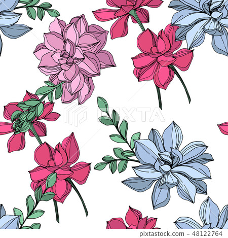 Vector Jungle botanical succulent flower. Engraved ink art illustration. Seamless background pattern Vector Jungle botanical succulent flower. Engraved ink art illustration. Seamless background pattern 48122764