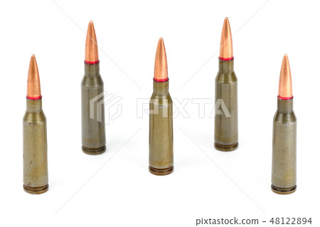 Armory ammunition close-up isolated on white background Armory ammunition close-up isolated on white background 48122894