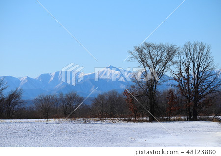 Winter's Tokachi Plain and Hidaka Range 48123880