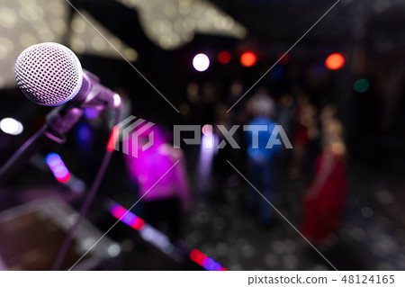 Microphone closeup on the disco club 48124165