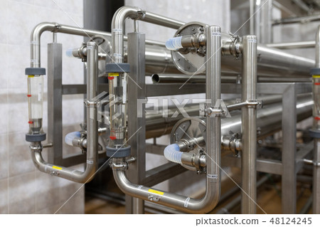 System of chrome-plated pipes at the food industry plant System of chrome-plated pipes at the food industry plant 48124245