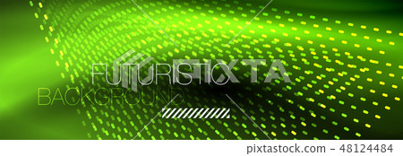 Glowing light particles in dark neon space, magic glow shiny abstract background Glowing light particles in dark neon space, magic glow shiny abstract background 48124484