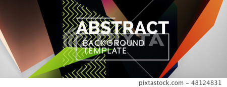 Triangular 3d geometric shapes composition, abstract background 48124831