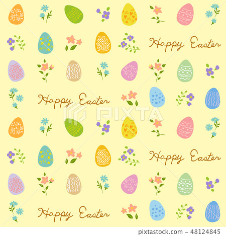 Easter pattern yellow - Stock Illustration [48124845] - PIXTA