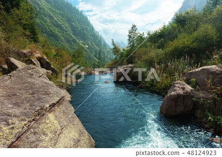 Mountain river in the valley Fumo. Val di Fumo. 48124923