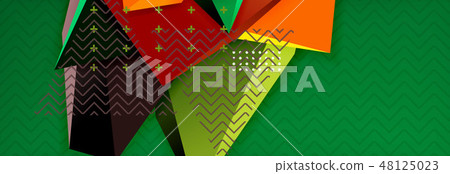 Vector 3d triangular shapes abstract background, origami futuristic template with lines 48125023