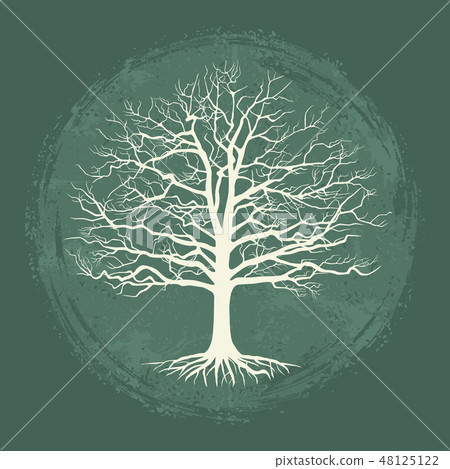 Old bare tree on vintage background. Vector illustration 48125122