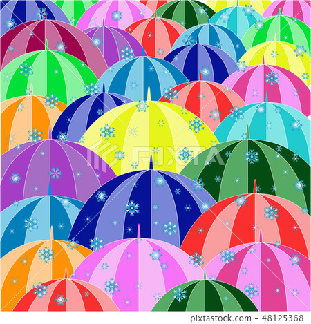 A colorful umbrellas with snow A colorful umbrellas with snow 48125368
