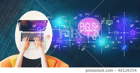 English with person using a laptop English with person using a laptop 48126354
