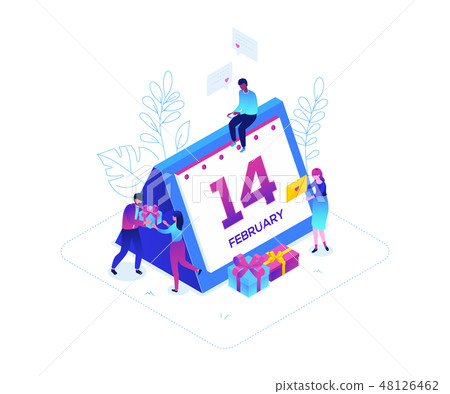 St Valentines day - modern colorful isometric vector illustration St Valentines day - modern colorful isometric vector illustration 48126462