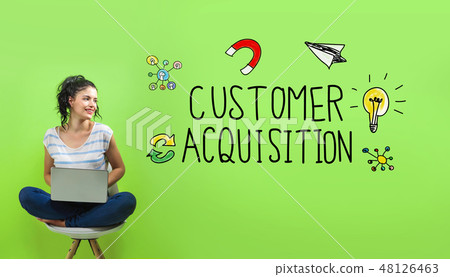 Customer acquisition with young woman Customer acquisition with young woman 48126463