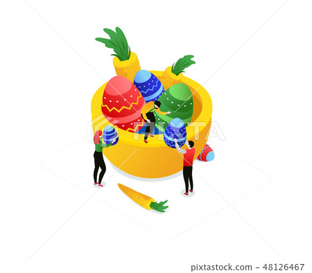 Happy Easter - modern colorful isometric vector illustration Happy Easter - modern colorful isometric vector illustration 48126467