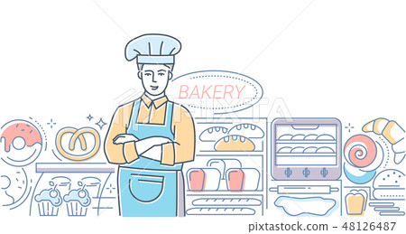 Bakery - modern line design style colorful illustration 48126487