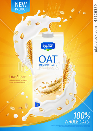 Oatmeal Milk Realistic Poster - Stock Illustration [48126589] - PIXTA