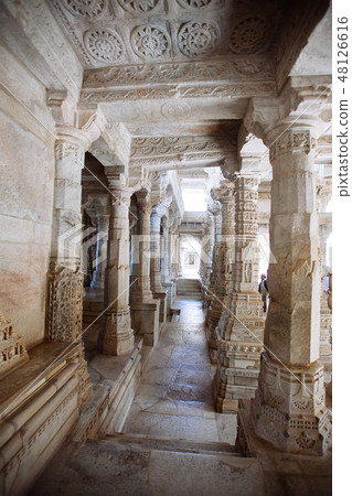 Interior of Ranakpur Temple in Rajasthan, India Interior of Ranakpur Temple in Rajasthan, India 48126616