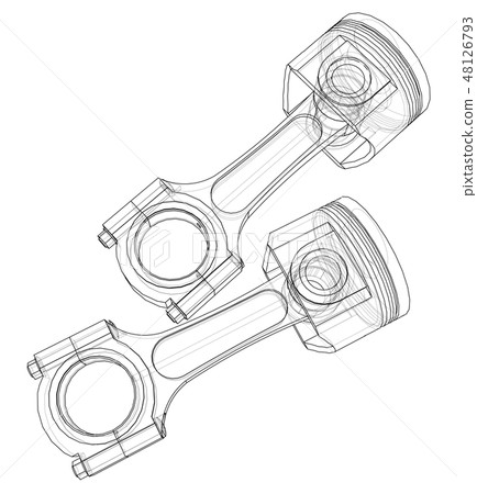 Sketch of piston. Vector rendering of 3d 48126793