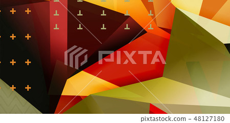 Vector triangular 3d geometric shapes background, modern poster design 48127180