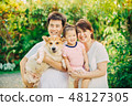 Portrait of Asian family with a dog 48127305