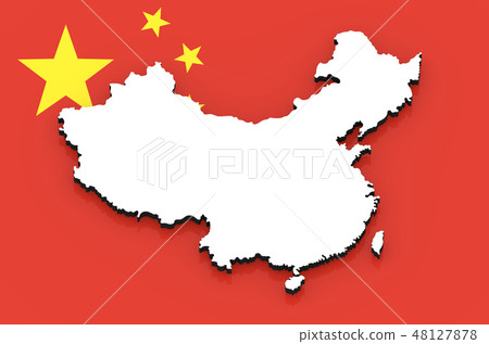 3D map of China on the national flag 3D map of China on the national flag 48127878