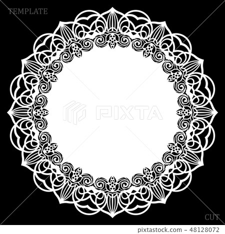 Lace round paper doily, greeting element 48128072