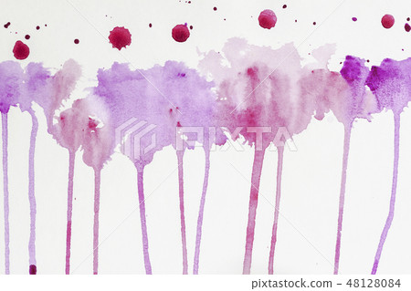 Current watercolor hand drawn. Abstract watercolor stains, texture in colorful shades of purple and Current watercolor hand drawn. Abstract watercolor stains, texture in colorful shades of purple and 48128084