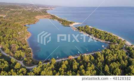 Glarokavos beach in Kassandra. Halkidiki, Greece Glarokavos beach in Kassandra. Halkidiki, Greece 48128382