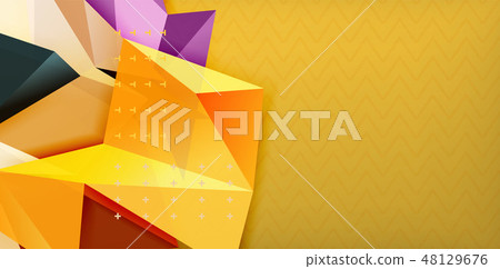 Color geometric abstract background, minimal abstraction design with mosaic style 3d shape Color geometric abstract background, minimal abstraction design with mosaic style 3d shape 48129676