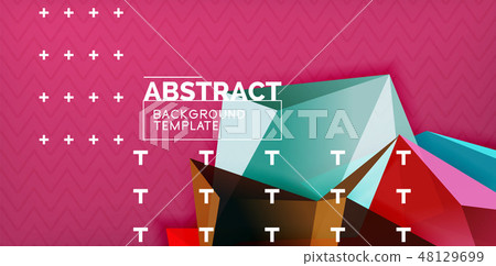 Color geometric abstract background, minimal abstraction design with mosaic style 3d shape Color geometric abstract background, minimal abstraction design with mosaic style 3d shape 48129699