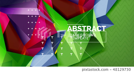 Color geometric abstract background, minimal abstraction design with mosaic style 3d shape 48129730