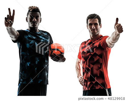 soccer players men isolated silhouette white background soccer players men isolated silhouette white background 48129918