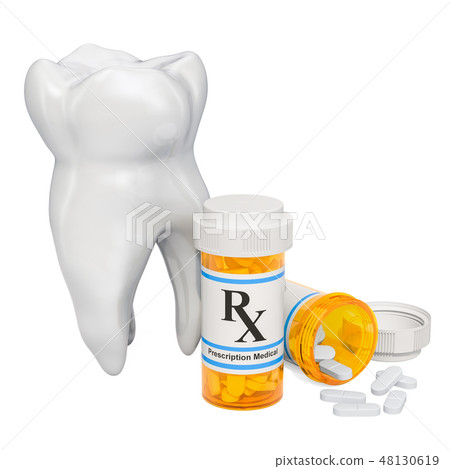 Drugs for Dental Pain concept, 3D rendering Drugs for Dental Pain concept, 3D rendering 48130619