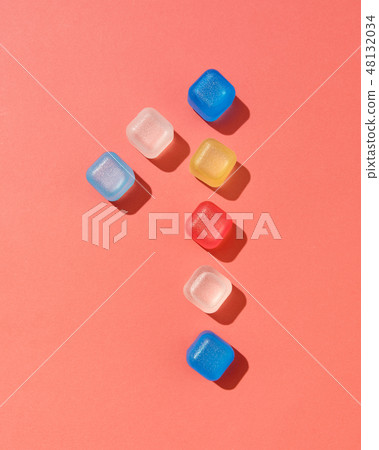 Figure one from colored plastic ice cubes with shadows on a background in a color of the year 2019 Figure one from colored plastic ice cubes with shadows on a background in a color of the year 2019 48132034