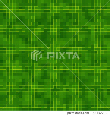 Abstract bright green square pixel tile mosaic wall background and texture. 48132299
