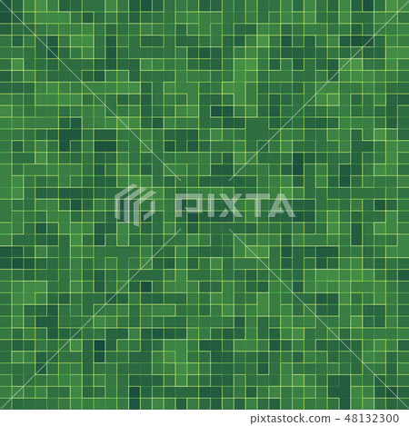 Abstract bright green square pixel tile mosaic wall background and texture. 48132300