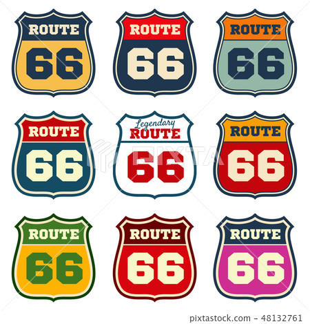 Route 66, vintage us highway vector emblems Route 66, vintage us highway vector emblems 48132761