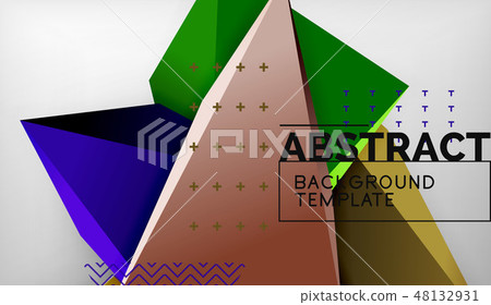 3d triangle geometric background design, modern poster template 48132931