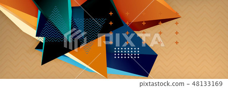 3d triangular shapes geometric background. Origami style pattern with triange shapes for decorative 48133169