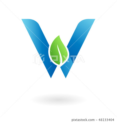 W letter natural organic leaf blue cool logo 48133404
