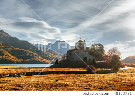 Amazing sunny day at Champferersee lake Amazing sunny day at Champferersee lake 48133781