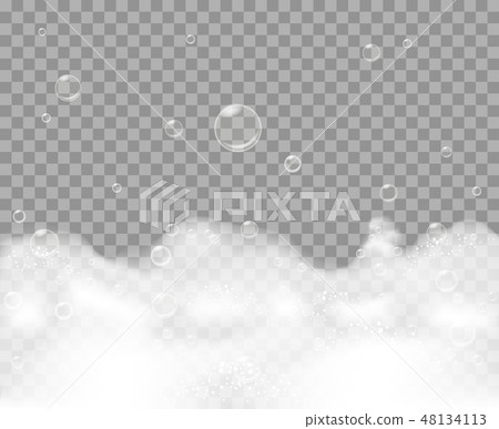 Soap foam on transparent background Soap foam on transparent background 48134113
